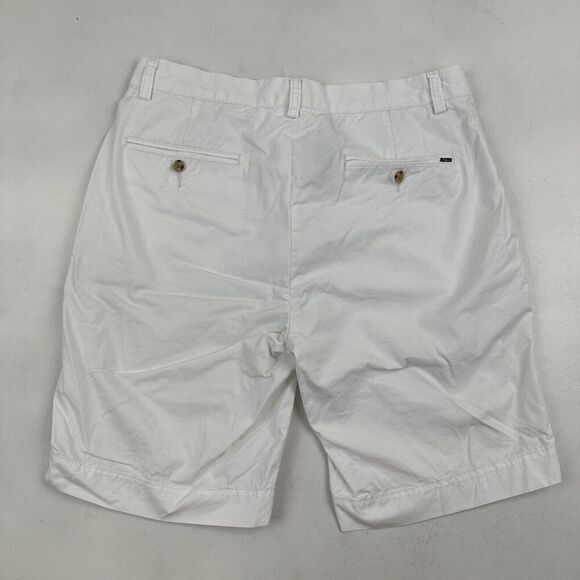 Polo by Ralph Lauren White Chino Shorts Sz 32 Pima Cotton 9.5" Inseam Flat Front - Picture 6 of 7
